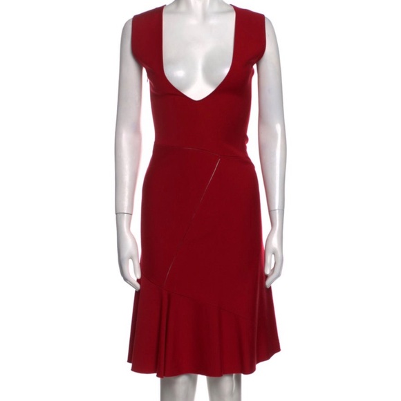 Alaïa Red Sleeveless Knit Cocktail Dress - Picture 2 of 5
